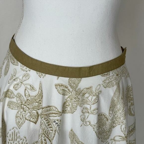 a.n.a. White Tan Pure Cotton w/Sequins Cottage Boho Circle Skirt Size 6 - Picture 2 of 9